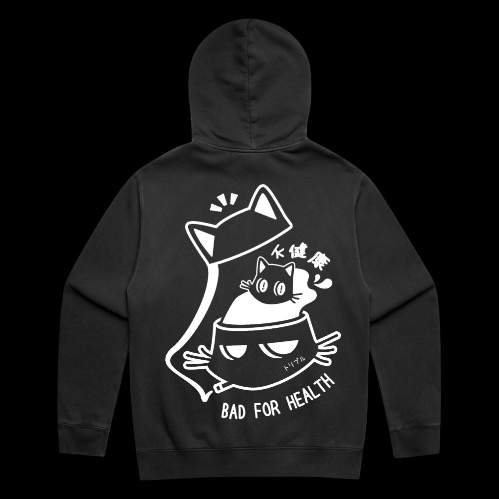 bad for health liquid brain ~ relaxed faded hoodie - triple cat deluxe