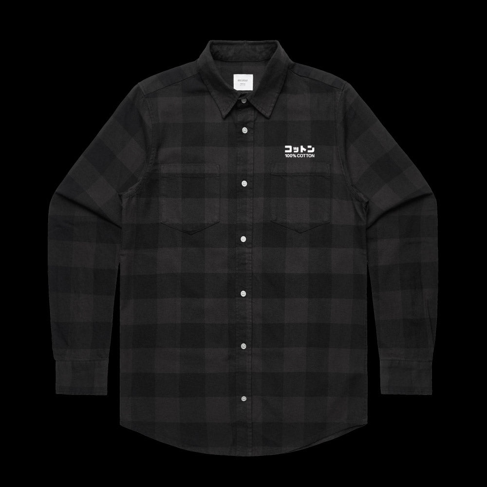 100% cotton ~ basics ~ check shirt ~ coal/black - triple cat deluxe