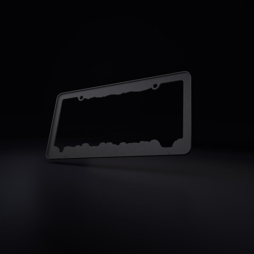 dizzy kitty - idk what i'm doing - license plate frame (black/white text) - triple cat deluxe