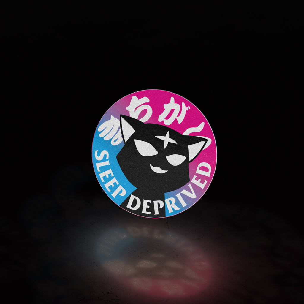 sleep deprived kitty circle (sticker) - triple cat deluxe