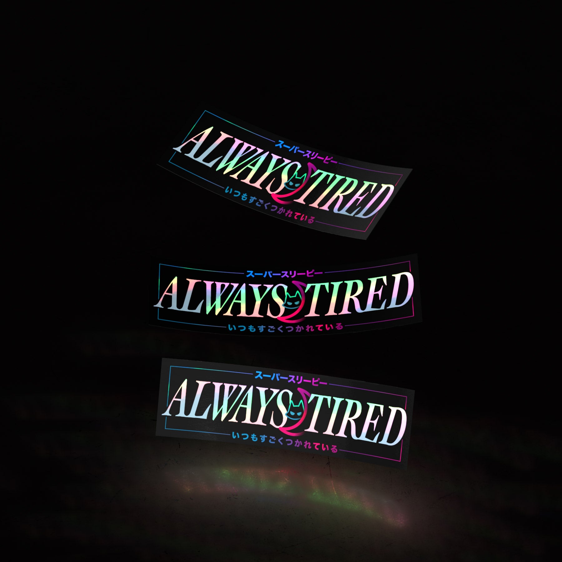 always tired moon cat classic ~ minis (3pk stickers) - triple cat deluxe