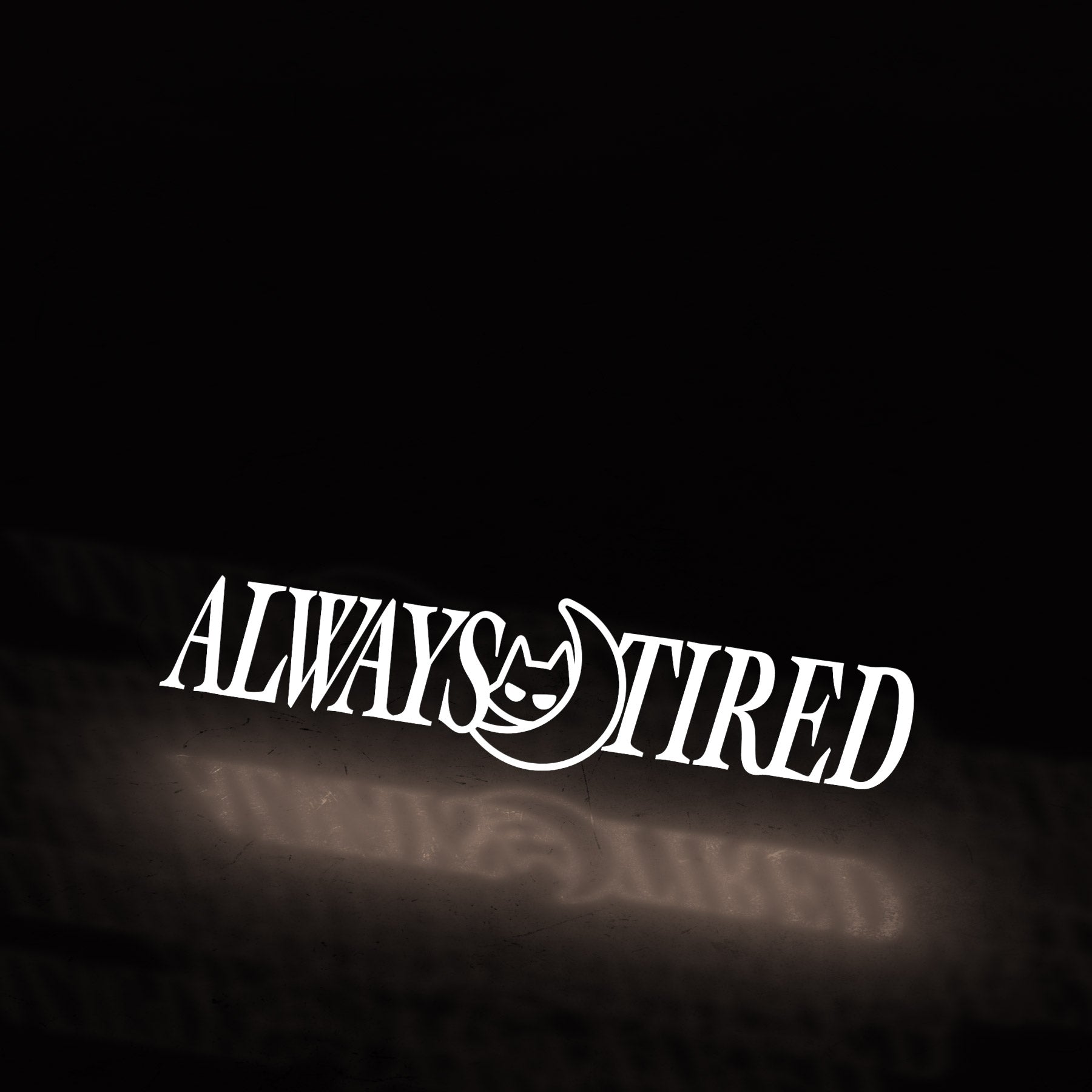 always tired moon cat classic ~ WHITE (decal) - triple cat deluxe