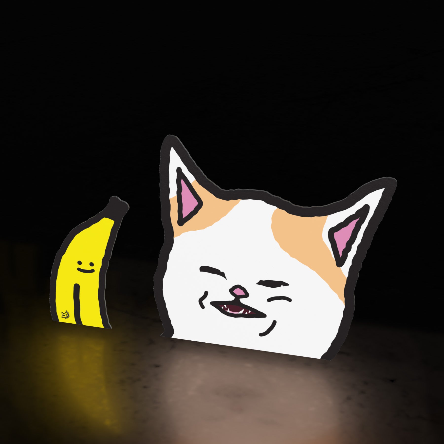 cat hates banana (sticker) - triple cat deluxe