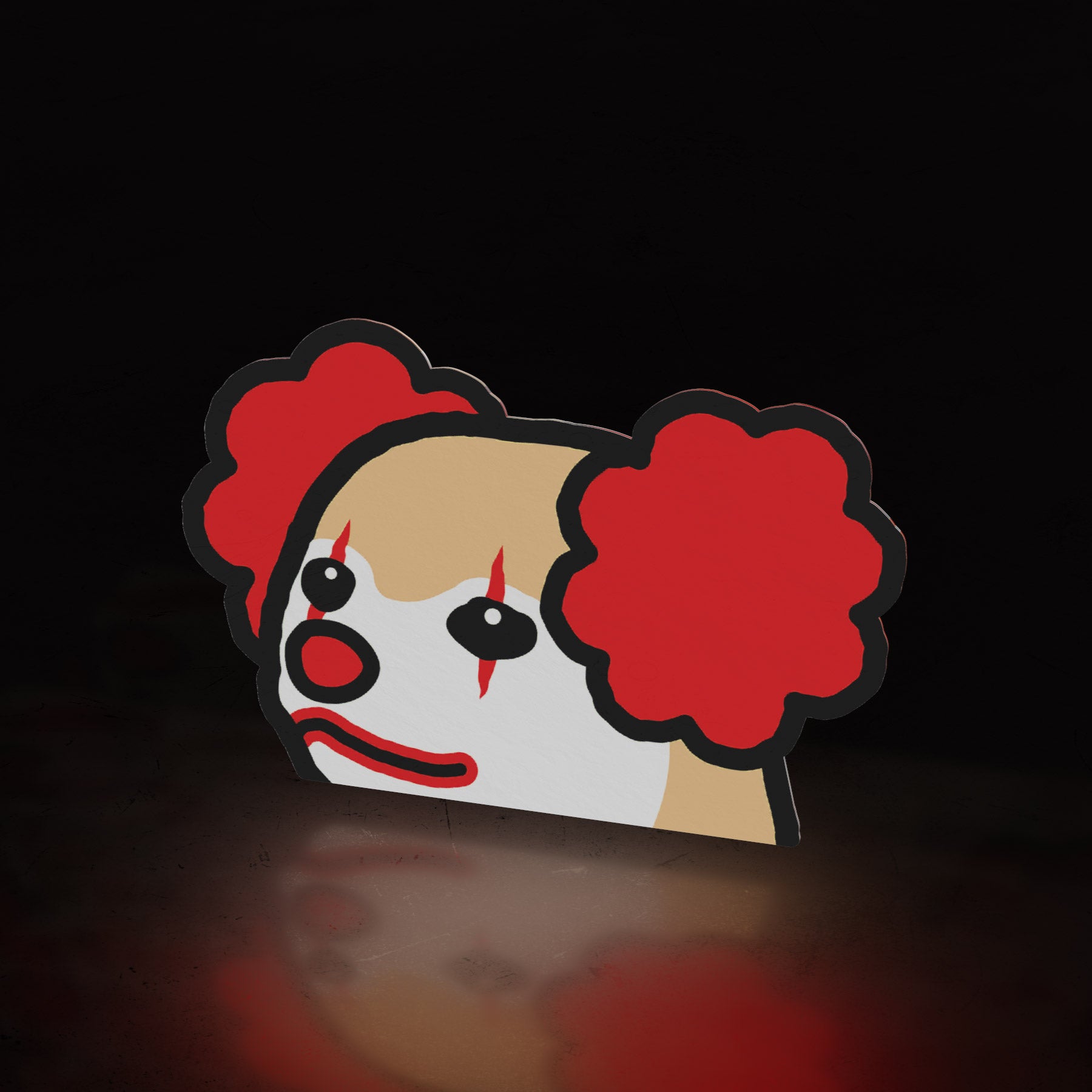 clown shiba solo peek (sticker) - triple cat deluxe