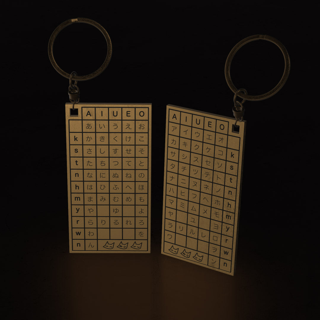 カラビンカ ダウンチューブ用 デカール 金文字 kalavinka 迦陵頻伽 hiragana / katakana / japanese learning tool (keychain) – triple