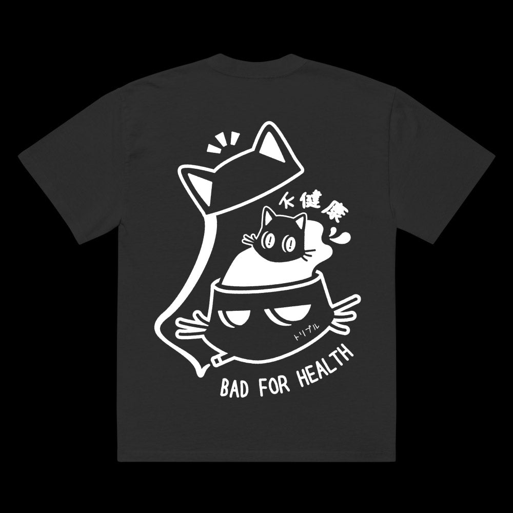 bad for health liquid brain ~ oversized faded t-shirt - triple cat deluxe