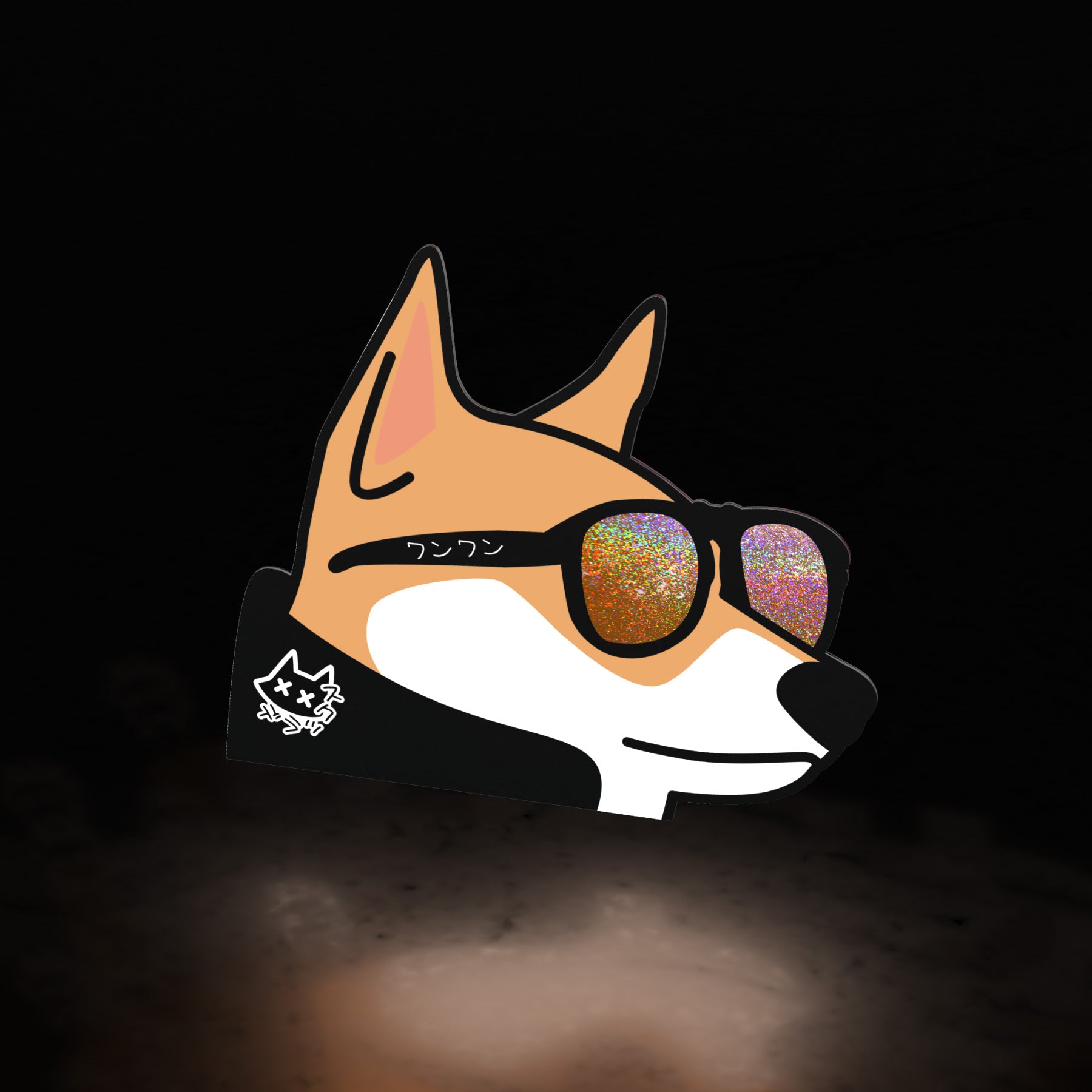 (invisible) shiba shades (sticker) - triple cat deluxe