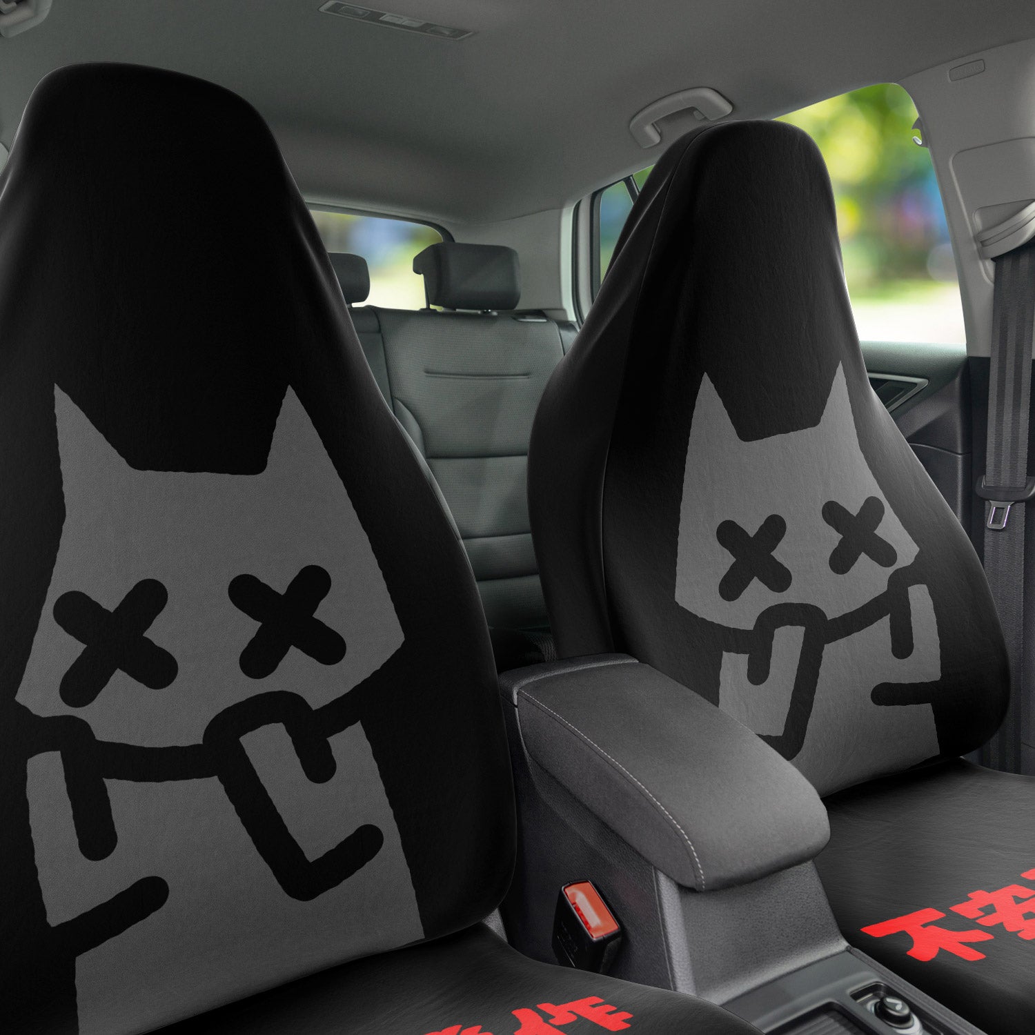 anxiety cat ~ car seat cover (pair) ~  made to order - triple cat deluxe