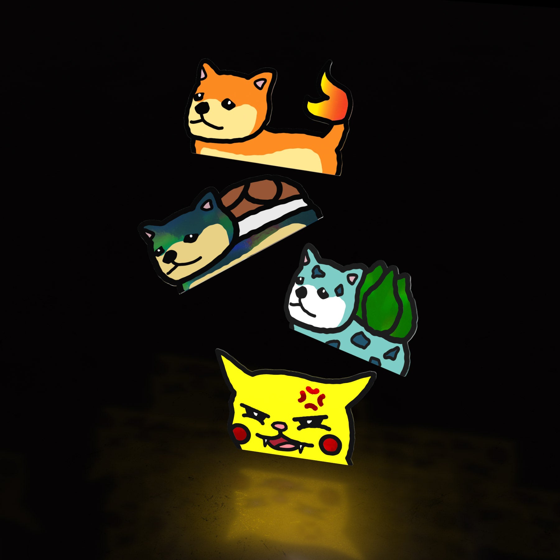 kanto starter minis (4pk stickers) - triple cat deluxe
