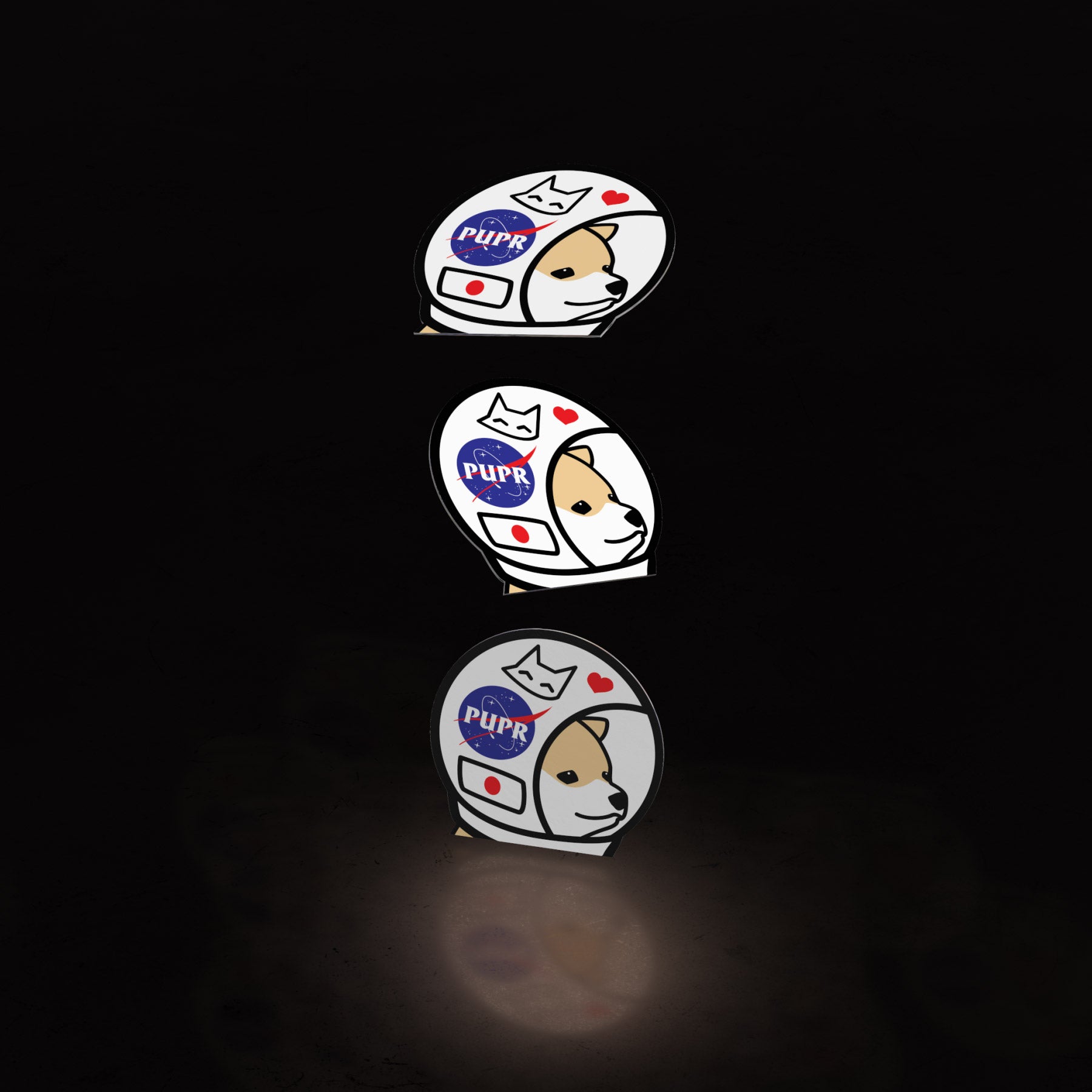 space pup shiba minis (3pk stickers) - triple cat deluxe