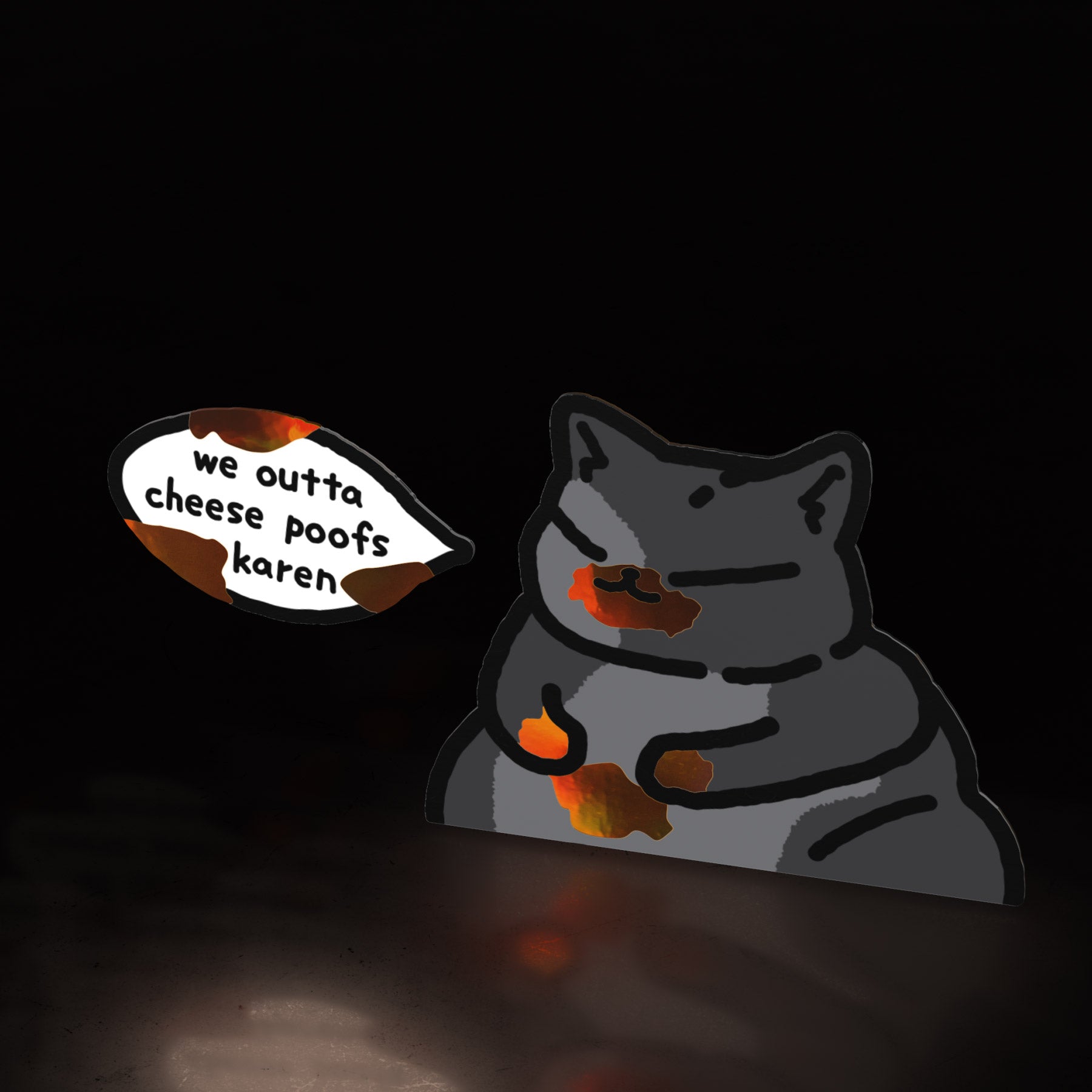 cheese poof kitty (sticker) - triple cat deluxe