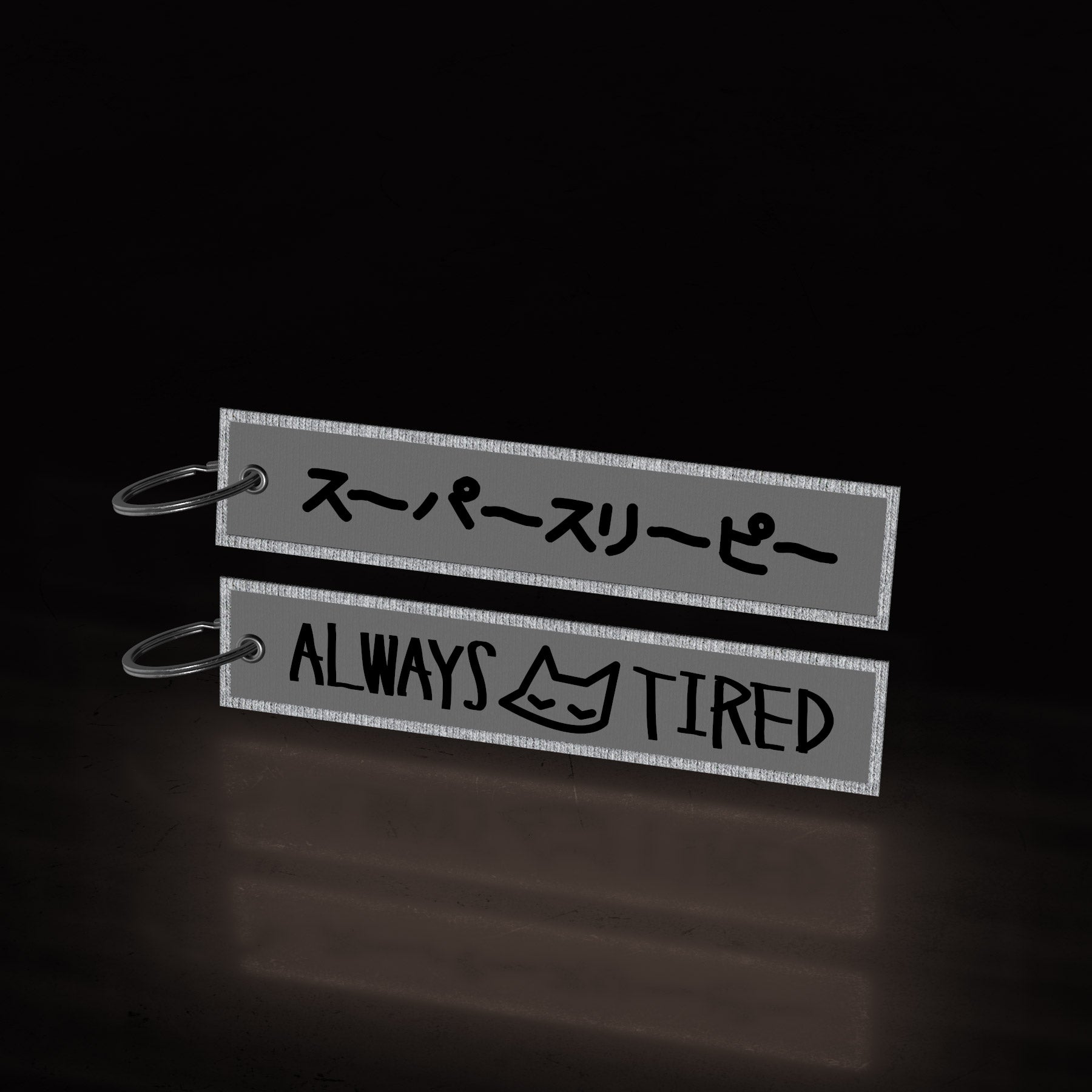 always tired ~ REFLECTIVE (flight tag) - triple cat deluxe
