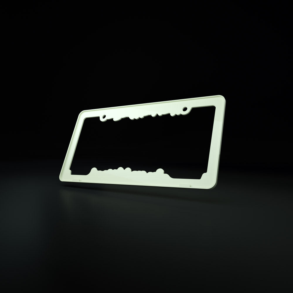 always tired v2.0 - license plate frame (cream white/oil slick